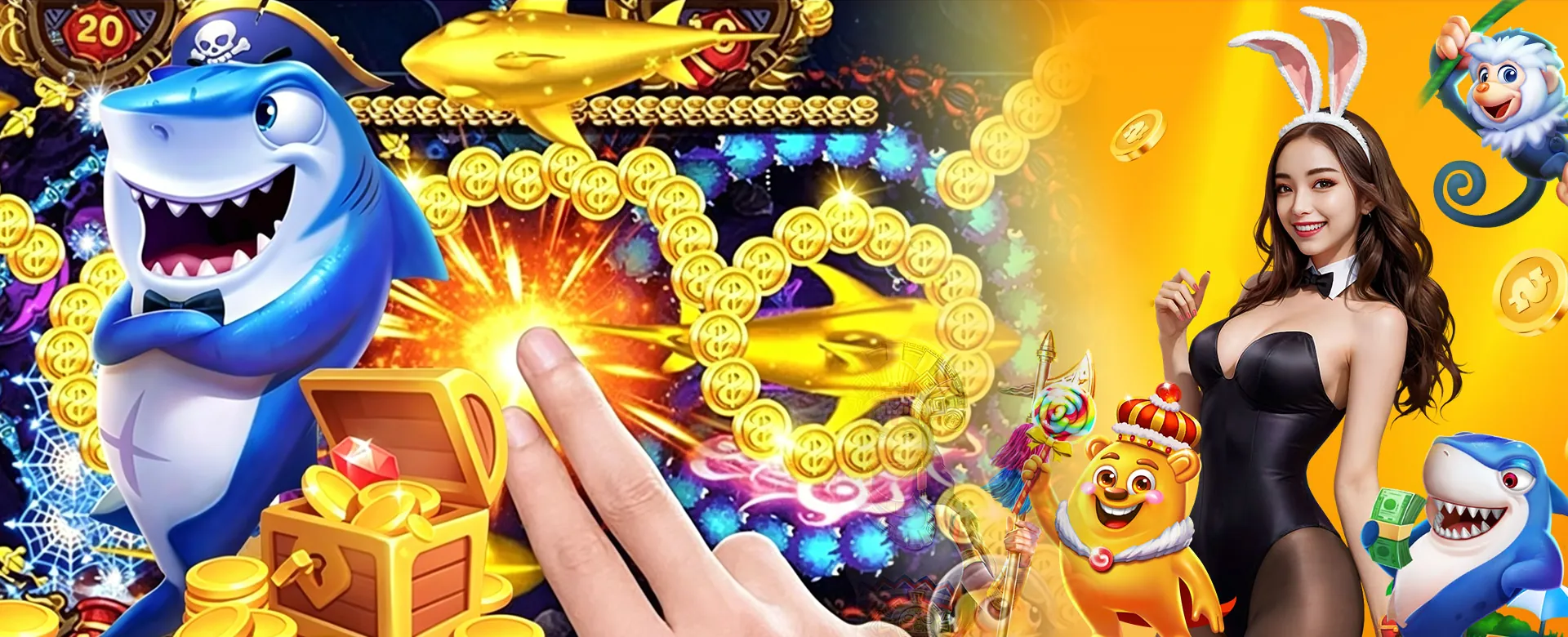 A vibrant display of various phsky casino games with gold and black theme, illustrating the selection process.